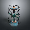 Unique Vintage Lighting Combination Blue Green Metal Hexagonal Base Coiled Wires Decorative Design