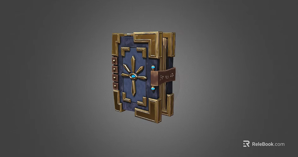 Elegant Book Cover Design With Blue Background Golden Frame Star Decoration And Spirit Label 3d model 