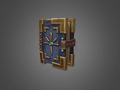 Elegant Book Cover Design With Blue Background Golden Frame Star Decoration And Spirit Label 3d model