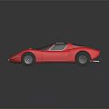Red Classic Sports Car With Streamlined Design Transparent Roof And Orange Interior