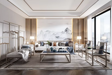 New Chinese Living Room 3d model