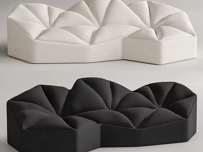 Unique Shape Sofa With White Black Pleated Design Modern Upholstered Furniture 3d model