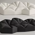 Unique Shape Sofa With White Black Pleated Design Modern Upholstered Furniture
