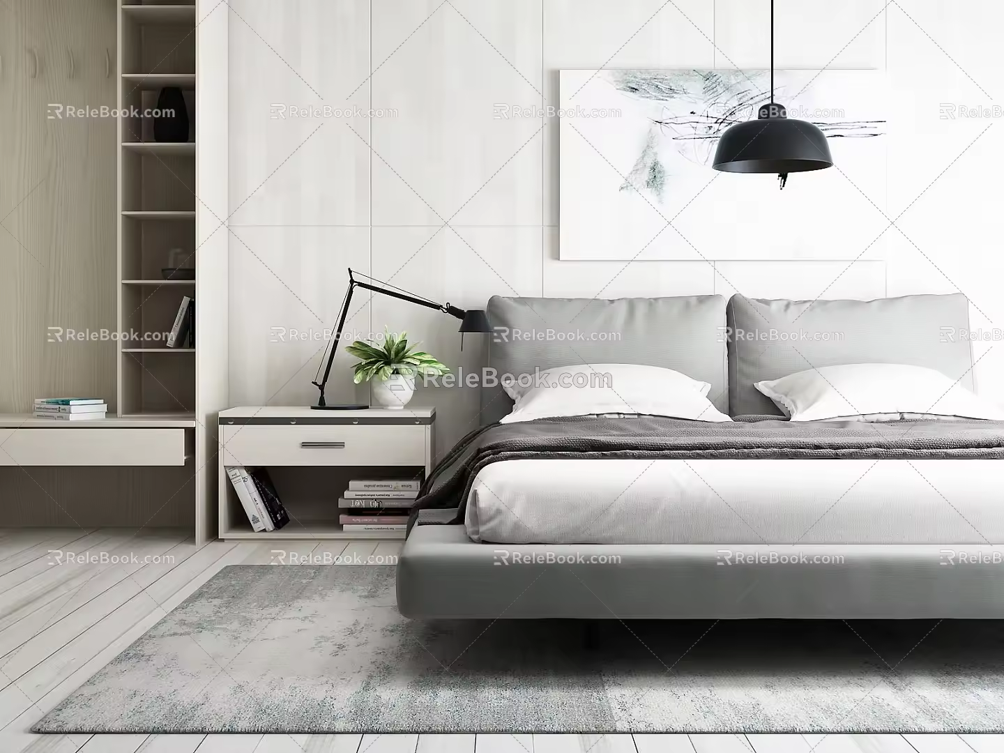 Modern Background Double Bed Double Bed 3d model