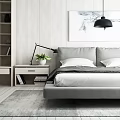 Modern Background Double Bed Double Bed 3d model