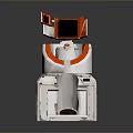 White and Orange Robot with Camera Screen Mechanical Structure and Modern Design