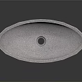 Gray Oval Textured Washbasin with Granular Surface and Reflective Base for Modern Bathroom Design