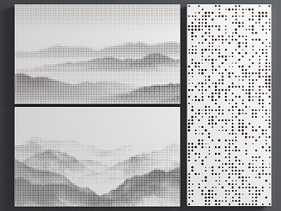 New Chinese Landscape Painting Perforated Plate Landscape Painting Punched Background Wall Gradient Perforated Plate Perforated Wall Plate Mine Screen Moire Wave Dot Plate 3d model