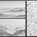 Decorative Wall Panels Featuring Mountain Landscape And Dot Pattern Designs For Interior 3d model