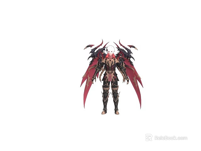Game And Movie Character With Red Black Wings Demonic Warrior Armor Spiked Horns Design 3d model 