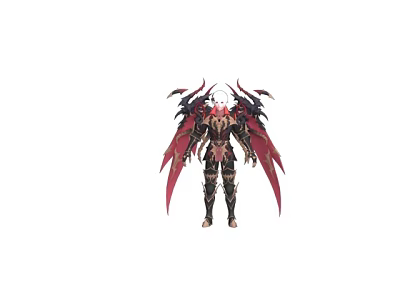 Game And Movie Character With Red Black Wings Demonic Warrior Armor Spiked Horns Design 3d model