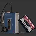 Vintage Stereo Tape Player With Music Cassette Tape And Wired Headphones