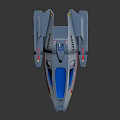 Space Exploration Blue Starship Model With Transparent Windows Red White Stripes 74689 And Small Probe