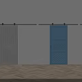 Different Colored Barn Doors Wall Mounted With Sliding Track On Wooden Floor