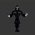 Cartoon Character In Black Costume With Horned Mask Metal Accents And Outstretched Hands