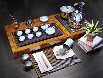 New Chinese Tea Set Tea Table Combination 3d model