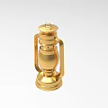 Gold Candle Lamp With Handle And Metallic Texture Vintage Design Stable Base