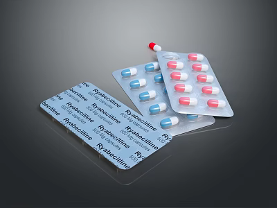 Paracetamol 250mg Red And Blue Capsules In Blister Packs For Daily Use 3d model