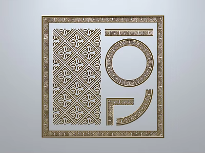 Chinese-style window grilles line silhouette pane window sill border engraved window edge strip construction 3d model