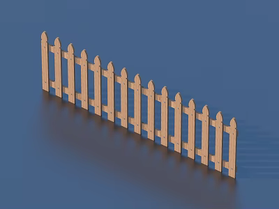 Wooden Picket Fence For Garden Decoration With Classic Design And Natural Color 3d model