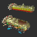 Two Different Ship Designs With Colorful Decks And Equipment Structures