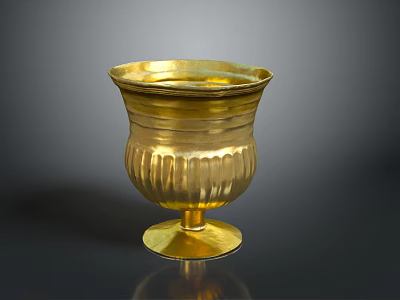 Golden Decorative Household Cup With Textured Surface And Stable Base 3d model