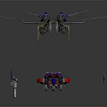 Robot Characters Featuring Red Blue Figure And Aircraft Robot With Sword And Gun