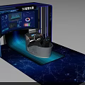 5G Intelligent Transportation Interactive Showcase With Data Screens Cockpit And Blue Lighting