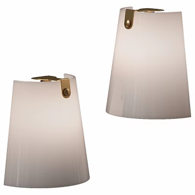 Modern White Pleated Wall Lamp With Golden Brass Base For Home Decoration 3d model