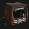 Vintage Square Rustic Television With Old Fashioned Black Screen And Retro Design