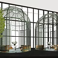 Modern Indoor Landscape Design With Exquisite Birdcage Shaped Pavilions For Luxury Hotel Public Space