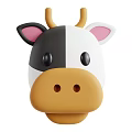Cute Cartoon Cow Head Design With Black White Face Pink Ears And Yellow Horns