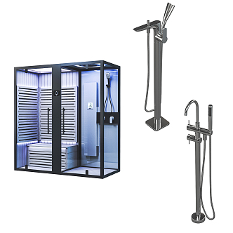 Modern Sauna Room Sauna Shower Combination 3d model