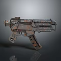 Rusted Sci Fi Weapon Design With Mechanical Structure And Metal Parts 3d model