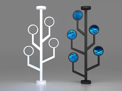 Commercial Equipment With Tree Shaped Structure White And Black Circular Blue Screens 3d model