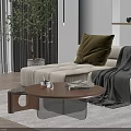 Modern Living Room Sofa And Coffee Table Set With Green Cushions Black Throw And Plant