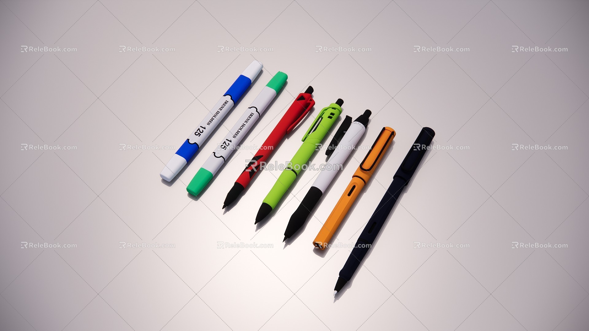 Stationery ballpoint pen fountain pen watercolor pen 3d model