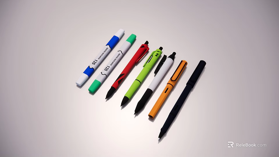 Assorted Colored Art Markers With Various Hues For Drawing And Sketching Supplies 3d model 