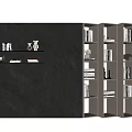 Textured Background Wall With Shelf Books Decorative Items And Wooden Bookshelves