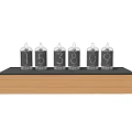 Modern Decorative Ornament Set With Transparent Glass Containers Wooden Base And Displayed Digits