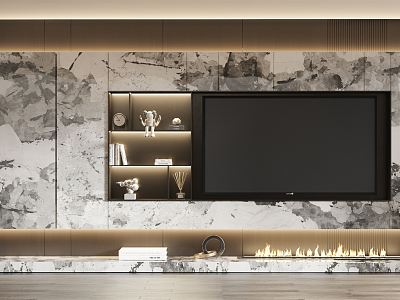 Modern TV background wall model