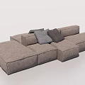 Modern Gray Sectional Sofa With Modular Design And Soft Fabric Cushions 3d model