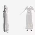 Elegant Long Dress With Floral Embroidery Details And Short Sleeves Design