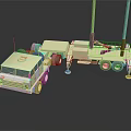 Light Colored Truck Model With Heavy Duty Trailer On Dark Reflective Surface