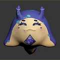 Cute Blue Purple Game Movie Character With Mushroom Head And Diamond Center