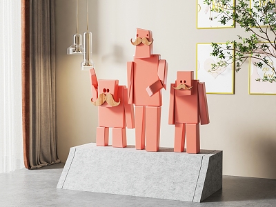 Modern Sculpture Ornaments Combination 3d model