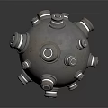 Ancient Spherical Metal Weapon With Rustic Bolts And Rugged Texture Design 3d model
