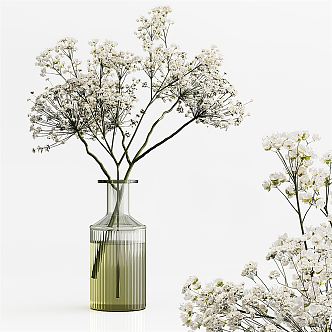 Modern Vase Gypsophila Flower Glass Vase Ornaments 3d model