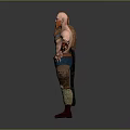 Red Haired Bearded Muscular Warrior With Fur Vest Blue Shorts Knee Pads And Red Boots