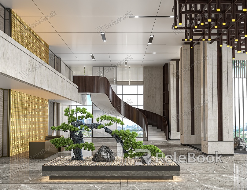 Modern Hall Resort Hotel Lobby Reception Front Hall model